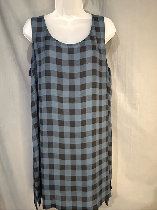 Eileen Fisher Tops - Eileen Fisher Women’s 1X Buffalo Check Black and Blue Tunic 100% Silk